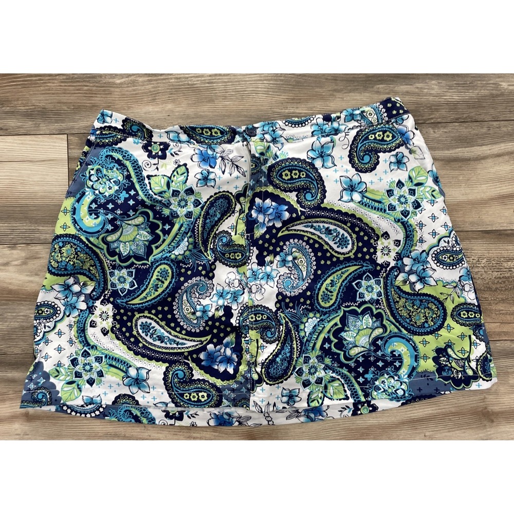Denim & Co Womens Skort 2X Plus Paisley Knee Length Chino Stretch Pockets Boho
